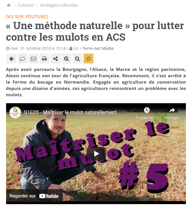 illustration de l'article de presse « Une méthode naturelle » pour lutter contre les mulots en ACS